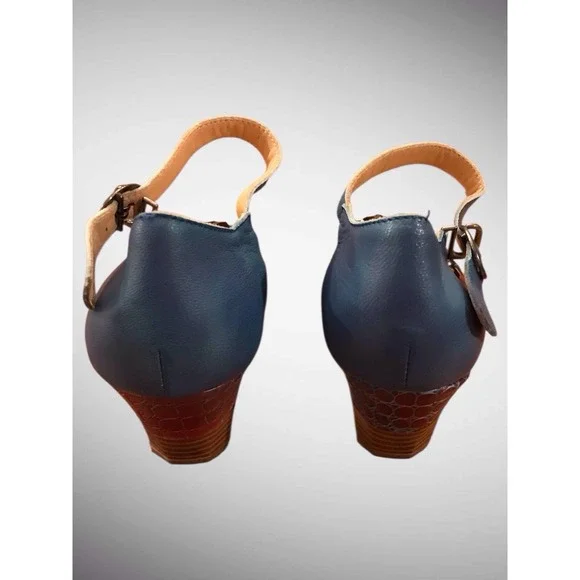 SOCOFY WOMEN'S LEATHER FLORAL MARY JANE STRAP PUMP HEELS SHOES SIZE 41 US 10.5 - Picture 4 of 9